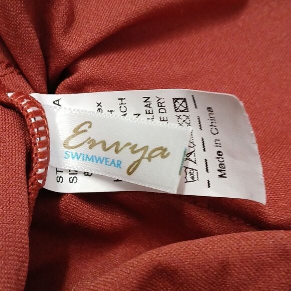 Envya light brown  halter one piece bathing suit tie front  Sz M NWT - Picture 7 of 8